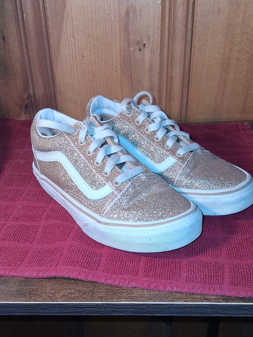 Vans Kids Glitter Low-Top Sneakers - Rose Gold Glitter